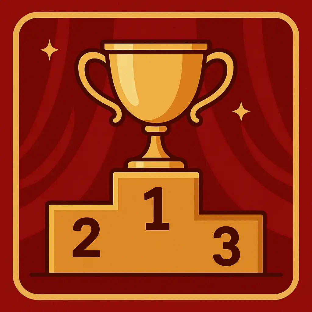 Trophy and leaderboard graphic for a slots tournament